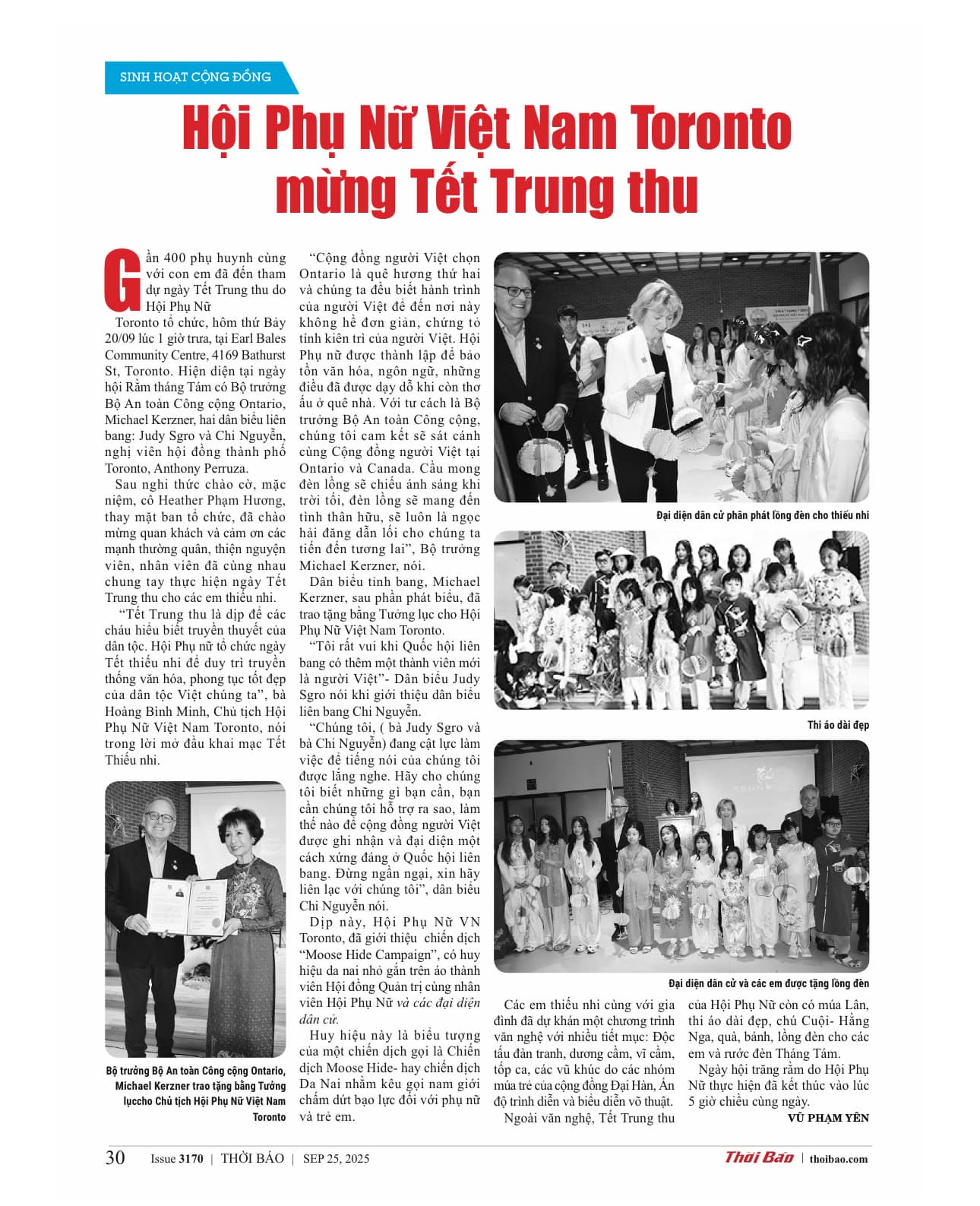 Hội Phụ Nữ VN Toronto mừng Tết Trung thu